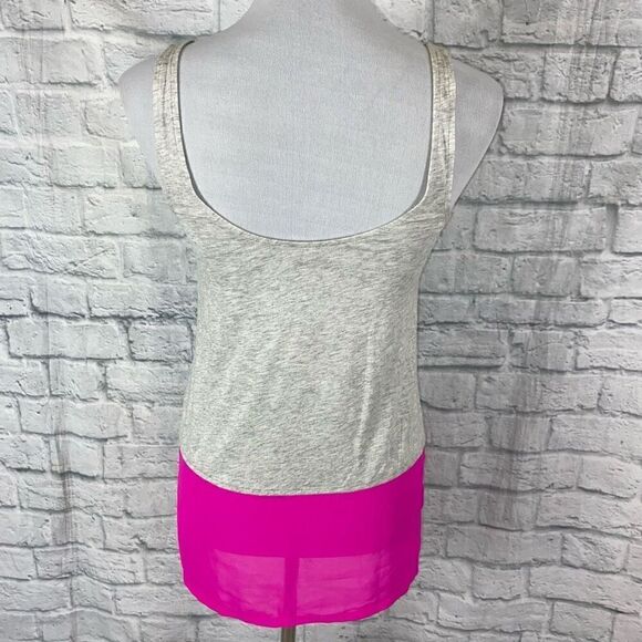 Express women XS dream weight cotton tank top w/back sheer light grey/pink - Picture 8 of 8